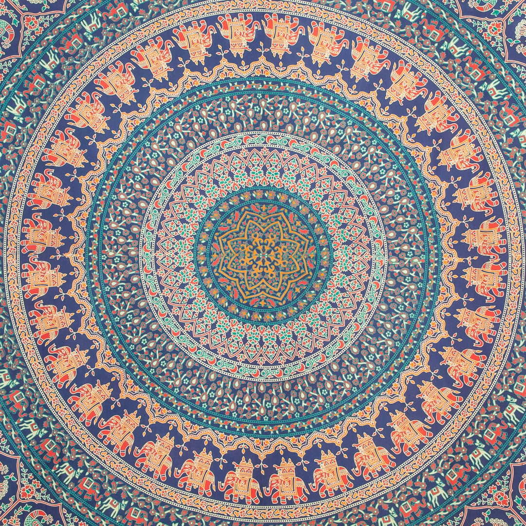 Block Printed Mandala Wall Hanging - Indigo