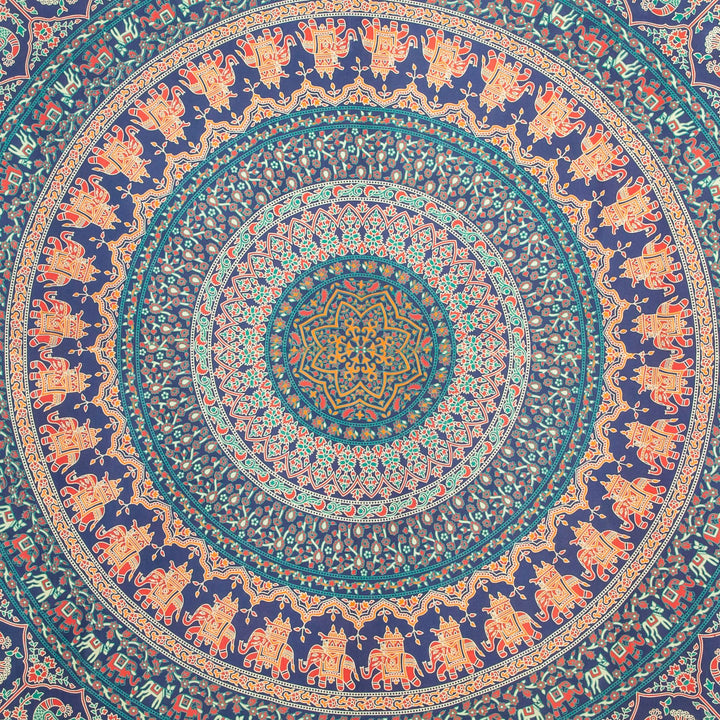 Block Printed Mandala Wall Hanging - Indigo