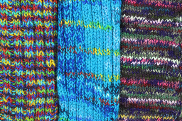 Hand Knitted Wool Leg Warmers - SD Bright Blue Mix