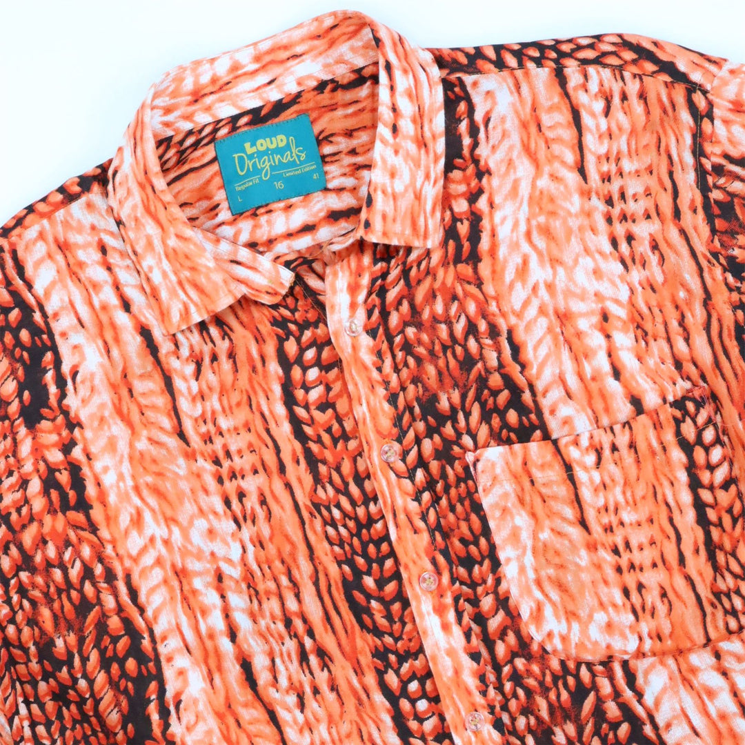 Regular Fit Short Sleeve Shirt - Orange Static