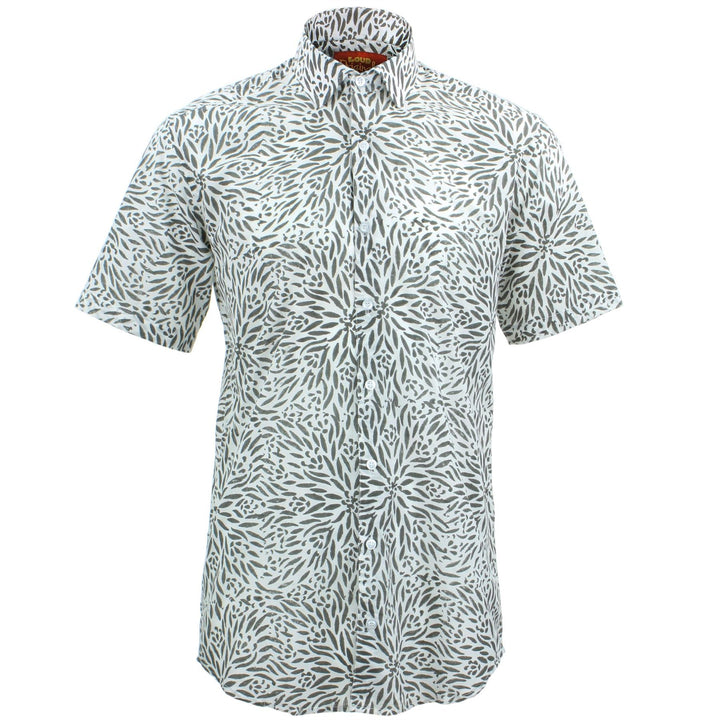 Tailored Fit Short Sleeve Shirt - Block Print - Stamen