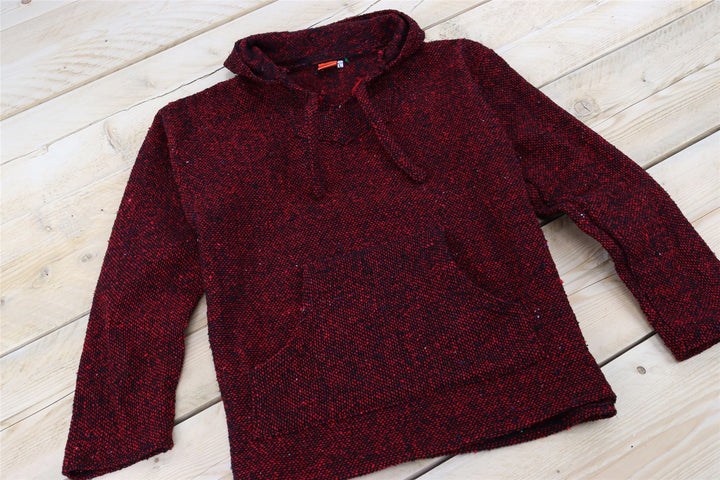 Recycled Mexican Baja Jerga Hoody - Red Fleck