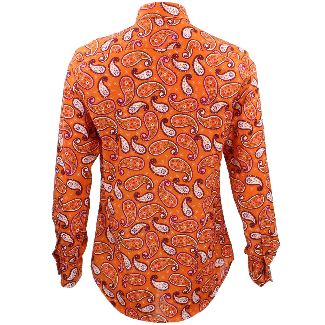 Tailored Fit Long Sleeve Shirt - Orange & White Paisley