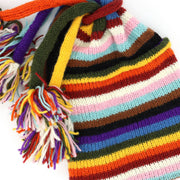 Hand Knitted Beanie Fountain Tassel Hat - Stripe Progress Rainbow