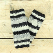 Hand Knitted Wool Arm Warmer - Tik Tik Black White