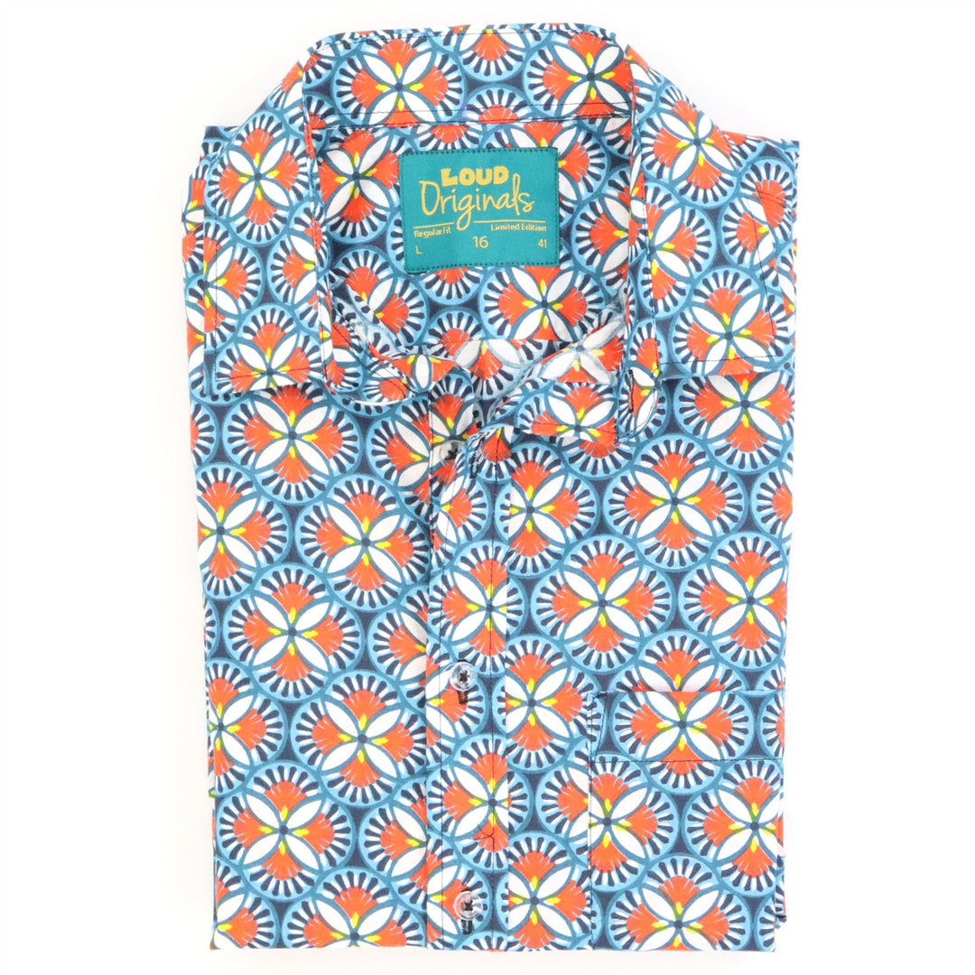 Regular Fit Short Sleeve Shirt - Blue Kaleidoscope