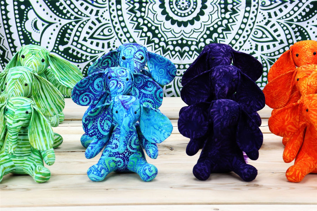 Batik Cotton Friendship Elephant - Purple Swirl