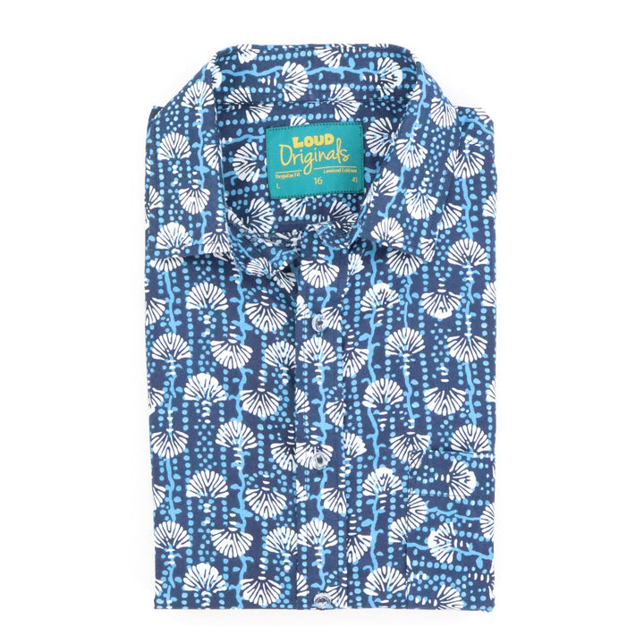 Regular Fit Short Sleeve Shirt - Indigo Fan