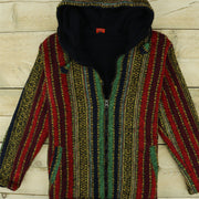 Brushed Gheri Cotton Hoodie Fleece Lined - Red Green