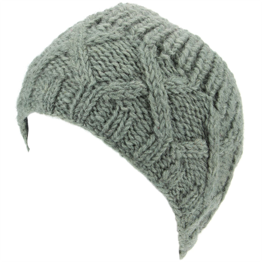 Wool Beanie Hat with Chunky Cross Cable Knit Design