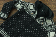 Wool Knit Fairisle Hooded Jacket - Charcoal