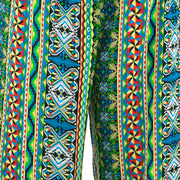 Loose Summer Trousers - Geometric Aztec Green