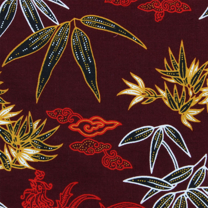 Tailored Fit Long Sleeve Shirt - Maroon Floral Palm