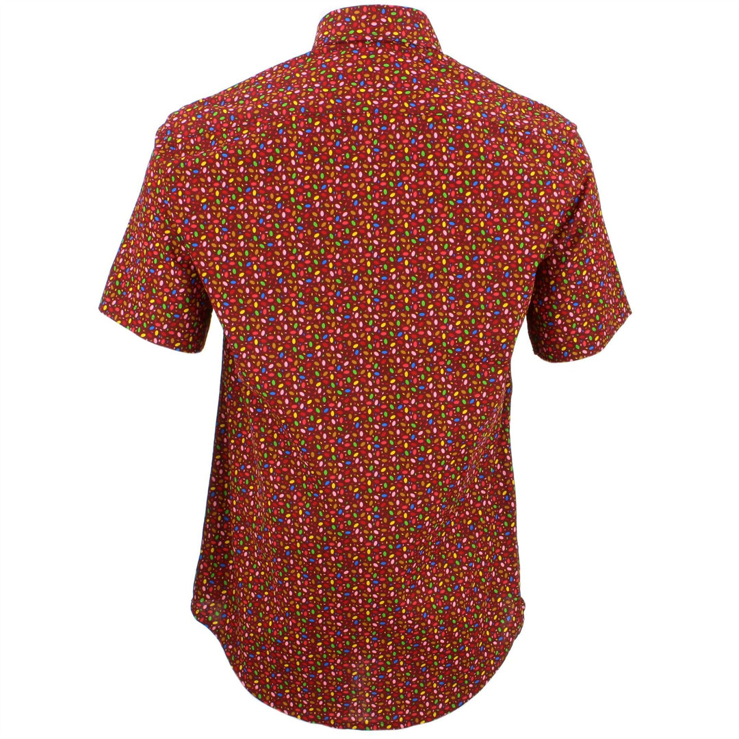 Tailored Fit Short Sleeve Shirt - Maroon Multi-coloured Ovals