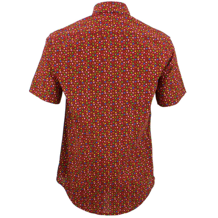 Tailored Fit Short Sleeve Shirt - Maroon Multi-coloured Ovals