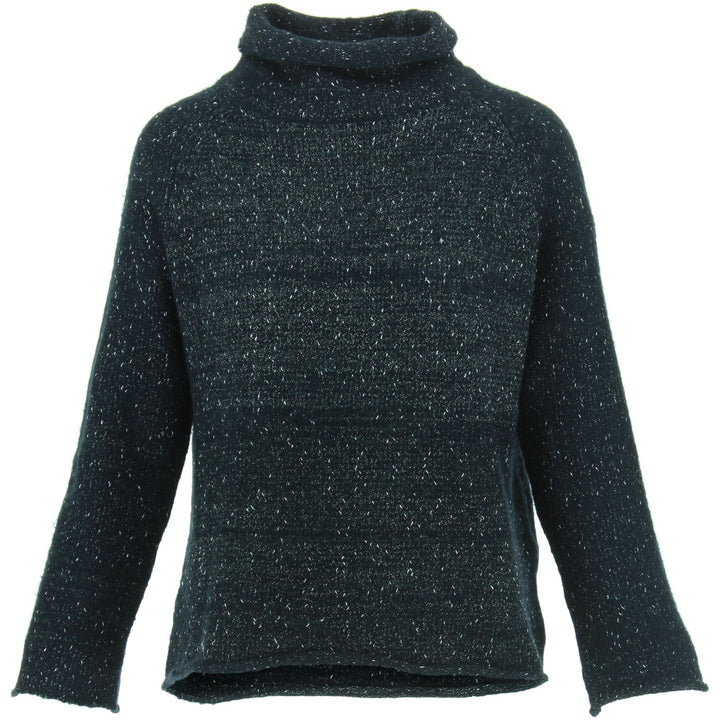 Roll Neck Space Dye Knit Jumper - Blue