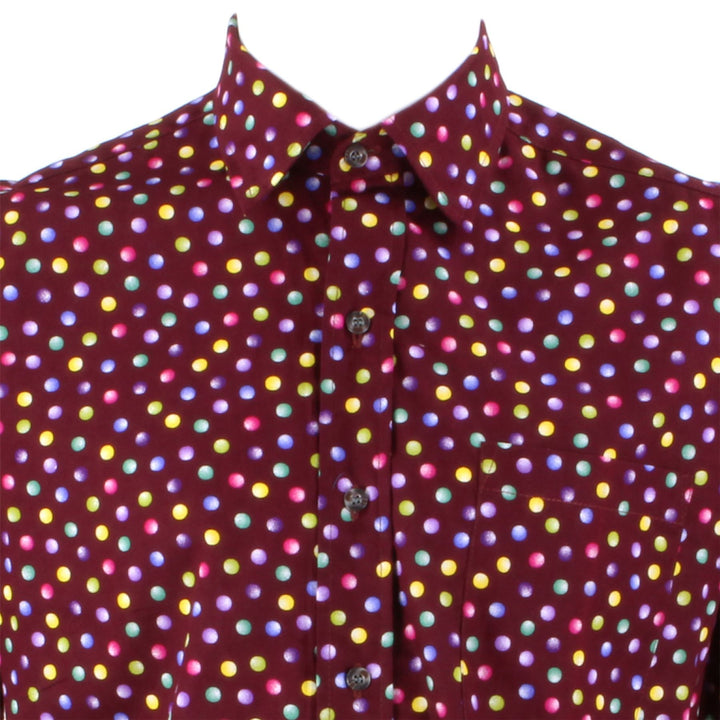 Regular Fit Short Sleeve Shirt - Multicoloured spots on Brown