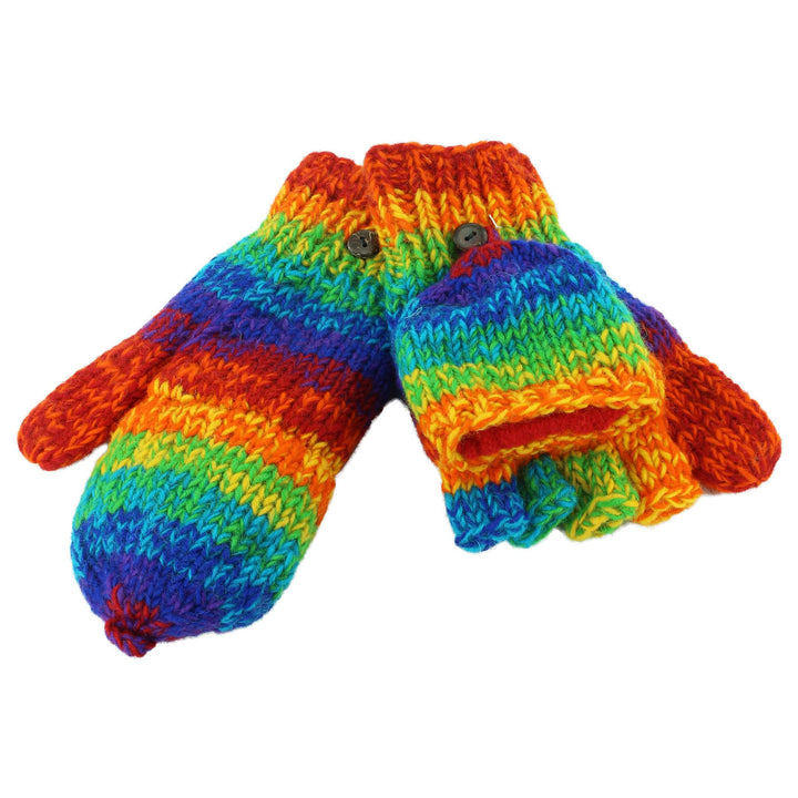 Wool Knit Shooter Gloves - Stripe Rainbow SD
