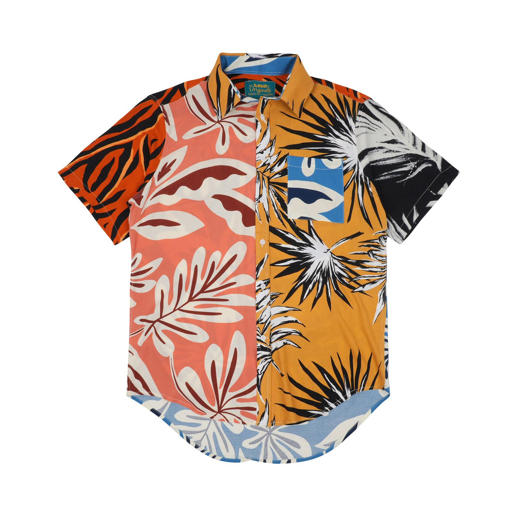 Regular Fit Short Sleeve Shirt - Random Mixed Panel Tropical