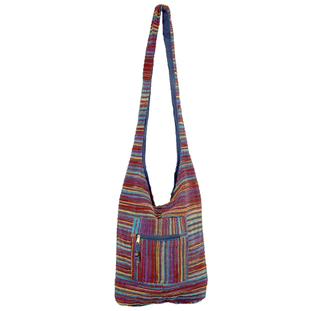 Striped Chenille Sling Shoulder Bag  - Purple Multi