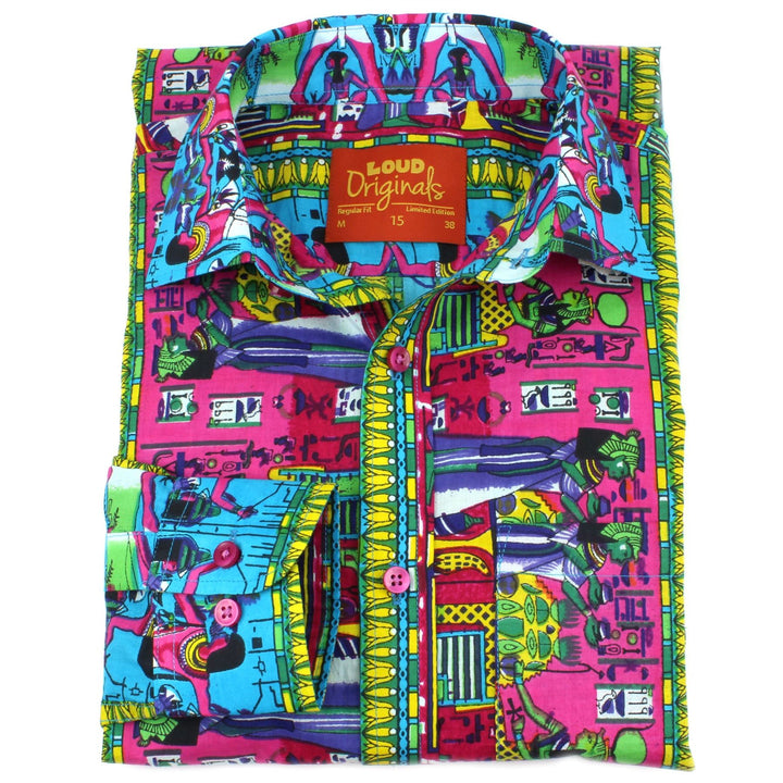 Regular Fit Long Sleeve Shirt - Egyptian Hieroglyphics