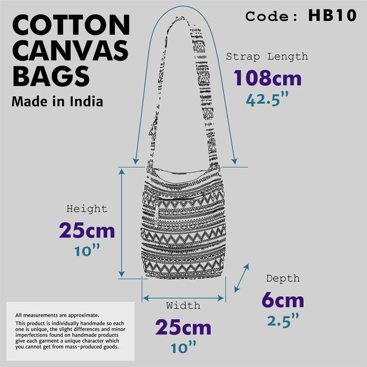 Cotton Canvas Sling Shoulder Bag - Aztec Blue Green