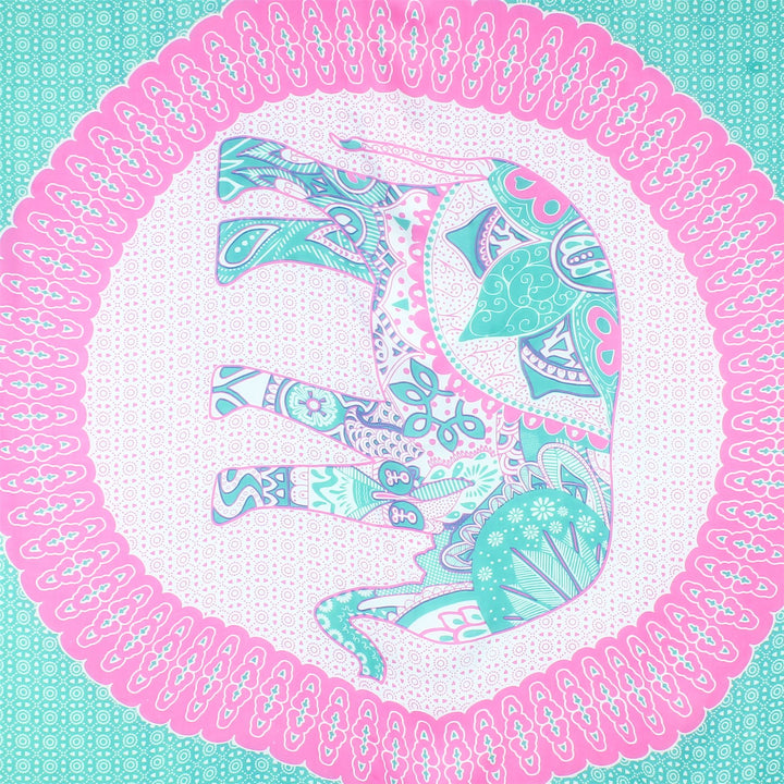 Viscose Rayon Sarong - Elephant Mandala - Green & Pink