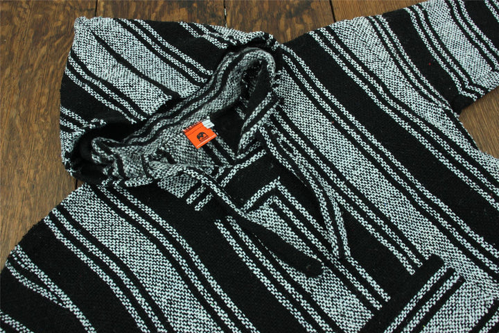 Recycled Mexican Baja Jerga Hoody - Black White