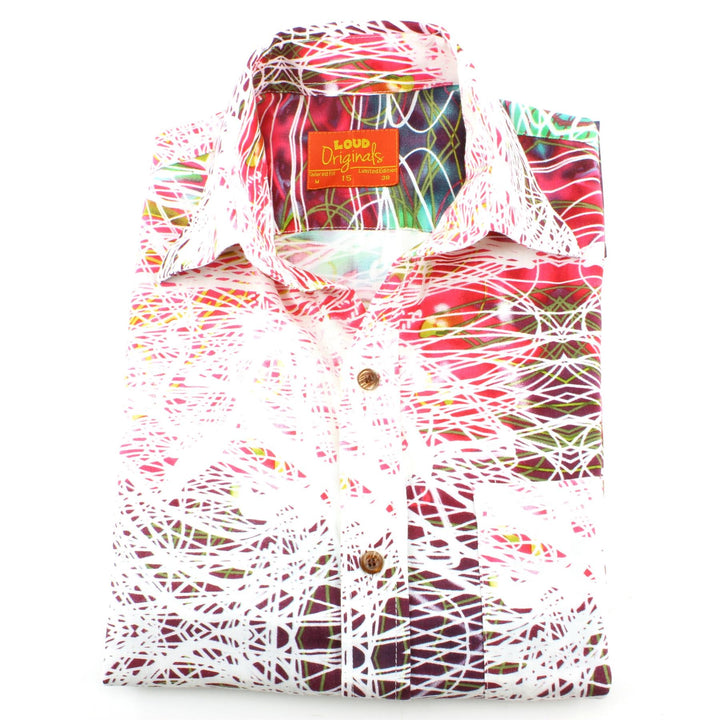 Tailored Fit Short Sleeve Shirt - Multi Abstract Doodle