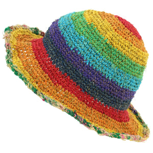 Sonnenhut aus Hanf und Baumwolle – Regenbogen