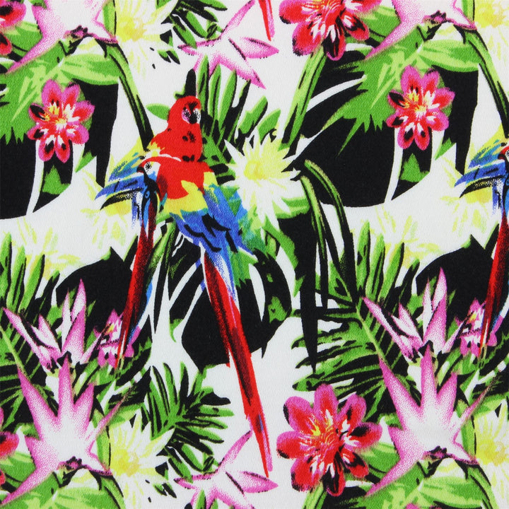 Tailored Fit Long Sleeve Shirt - Green Pink & Yellow Palms & Parrots