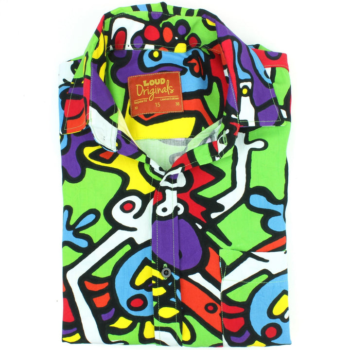 Regular Fit Long Sleeve Rayon Shirt - Tiffy Print - Green