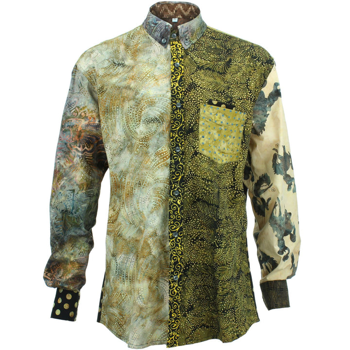 Regular Fit Long Sleeve Shirt - Random Mixed Batik - Brown