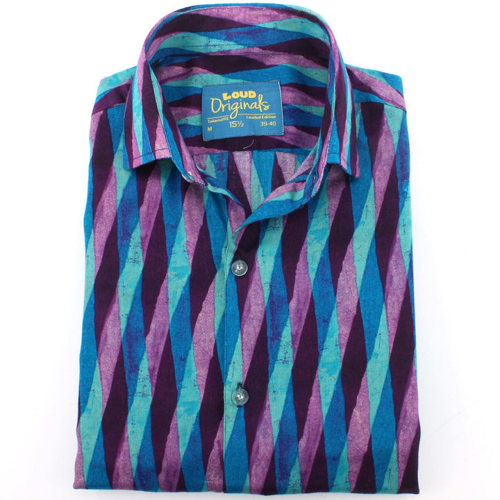 Tailored Fit Short Sleeve Shirt - Overlapping Art Deco