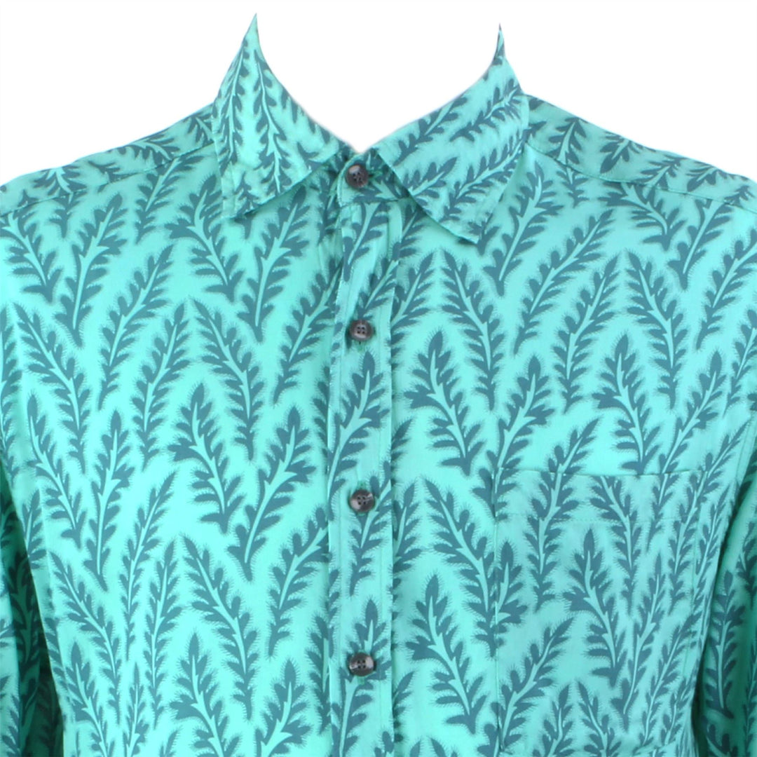Regular Fit Short Sleeve Shirt - Turquoise Leaves