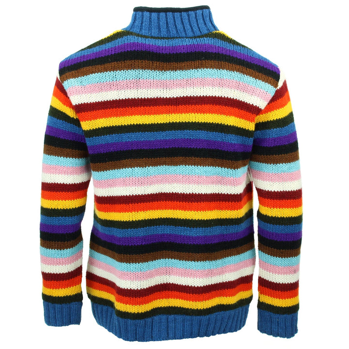 Hand Knitted Wool Jacket Cardigan - Stripe Progress Rainbow