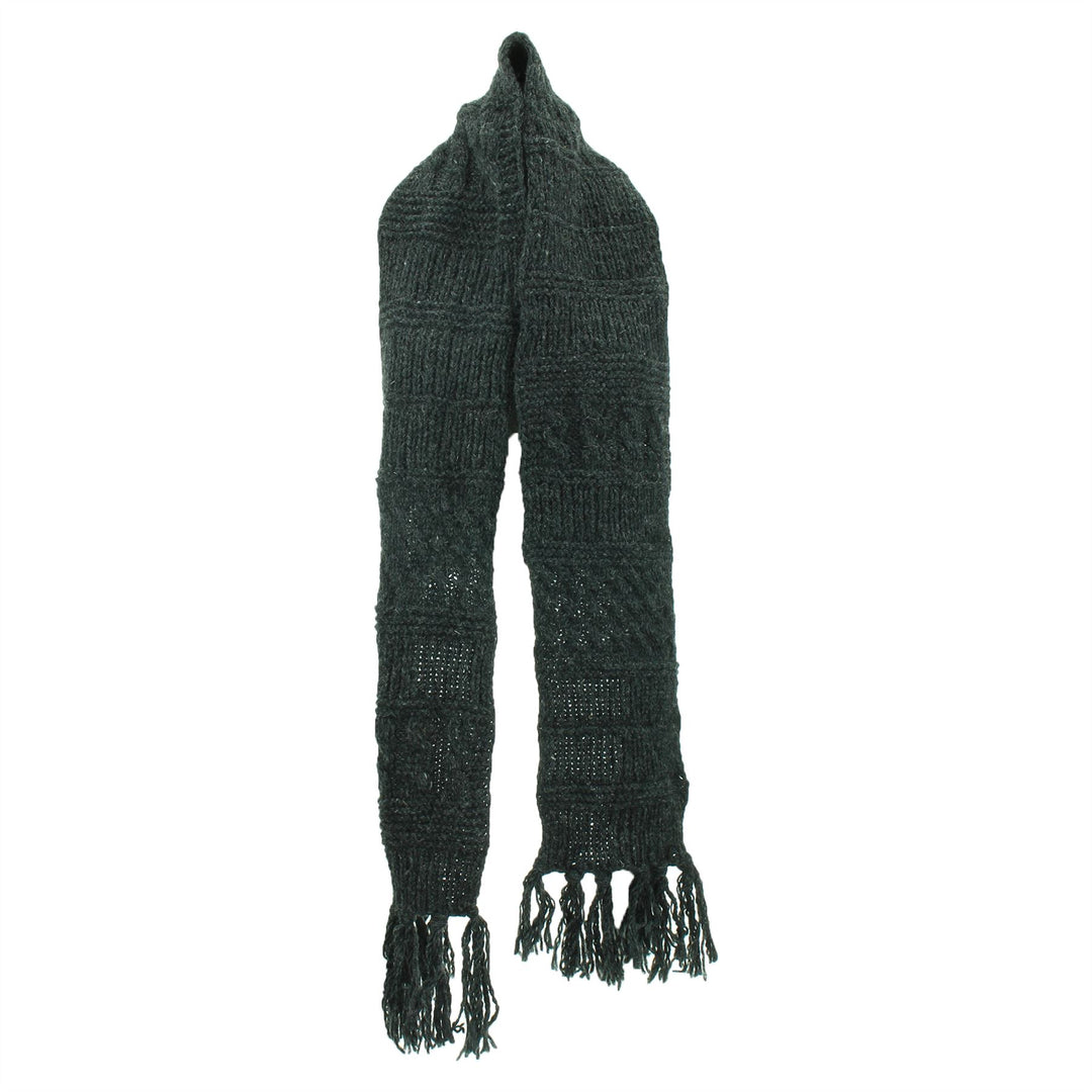 Chunky Wool Knit Scarf - Charcoal Grey