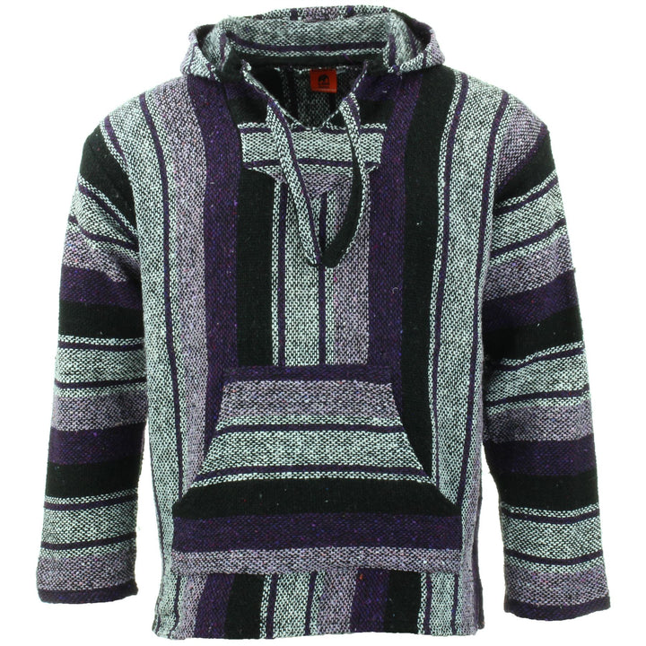 Recycled Mexican Baja Jerga Hoody - Purple Mix