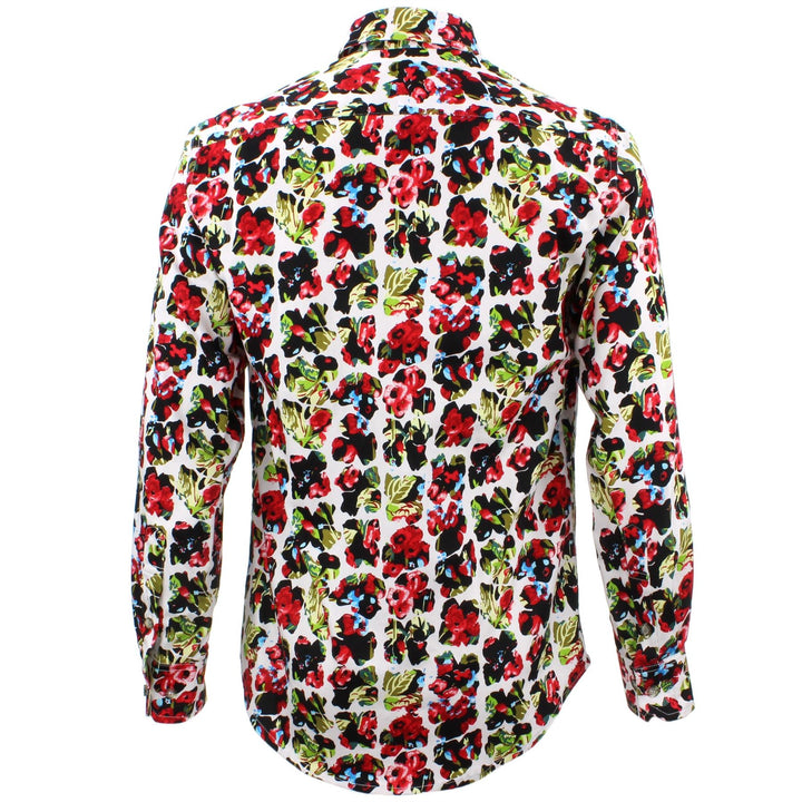 Tailored Fit Long Sleeve Shirt - Abstract Floral Windows Red