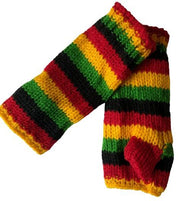 Wool Knit Fleece Lined  Wrist Warmers - Rasta