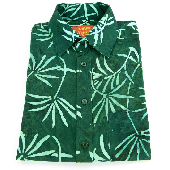 Regular Fit Short Sleeve Shirt - Tropical Leaf - Green