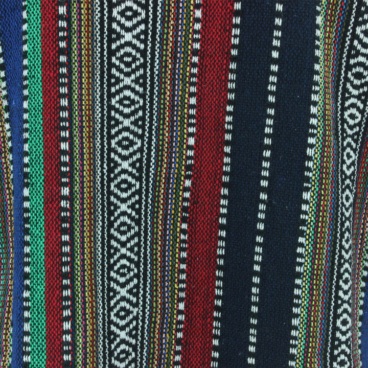Woven Cotton Baja Hoodie - Blue, Green & Red