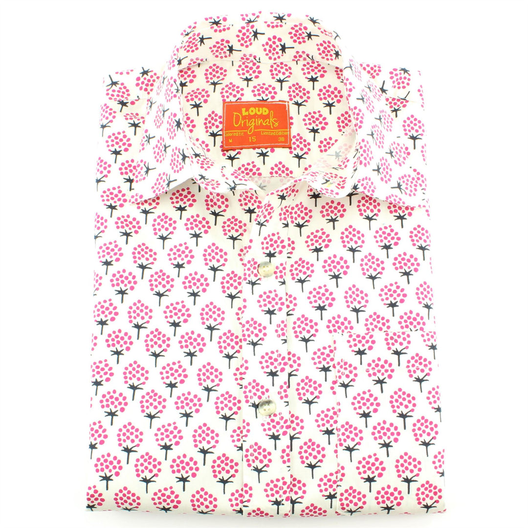 Tailored Fit Short Sleeve Shirt - Raspberries