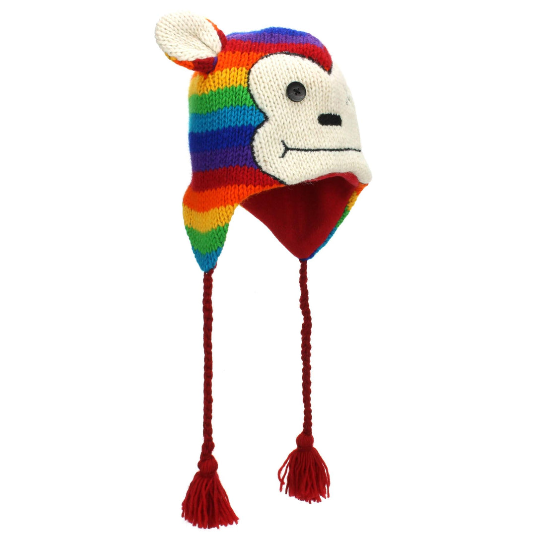 Wool Animal Hat - Rainbow Monkey