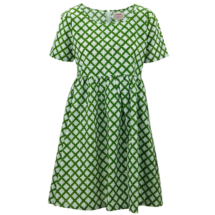 Empire Line Tea Dress - Verde Trellis