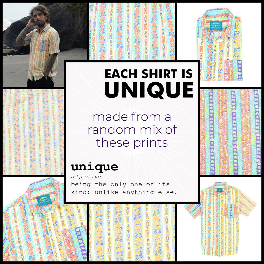 Regular Fit Short Sleeve Shirt - Folk Stripe Mixed Panel