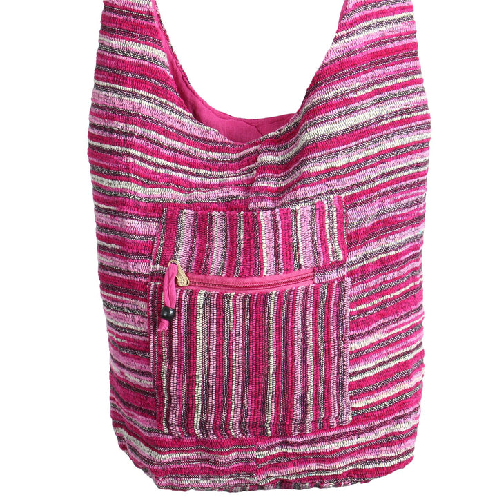 Striped Chenille Sling Shoulder Bag  - Pink