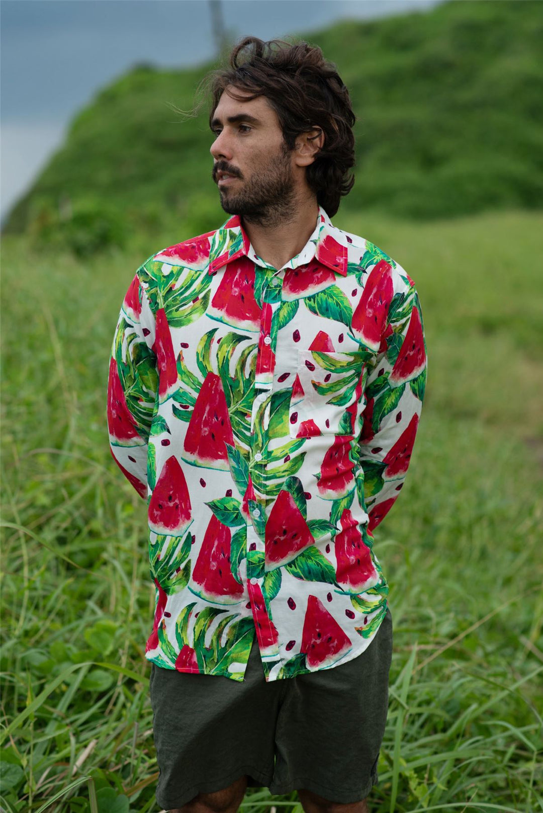 Regular Fit Long Sleeve Shirt - Watermelon Palm