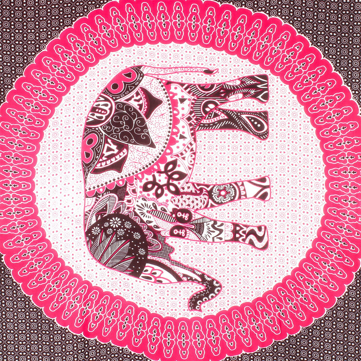 Viscose Rayon Sarong - Elephant Mandala - Pink