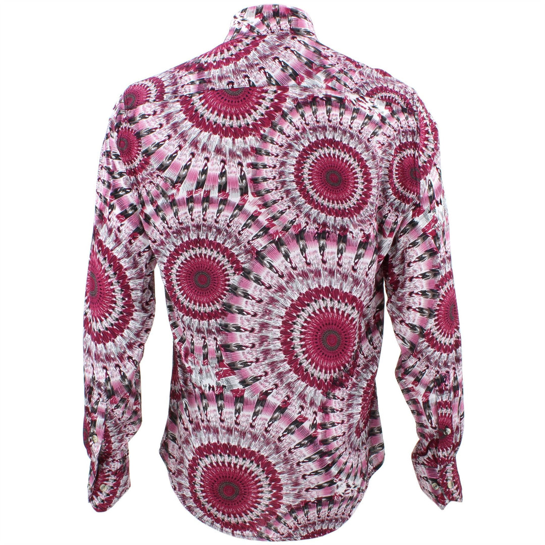 Tailored Fit Long Sleeve Shirt - Deep Red Concentric Rings